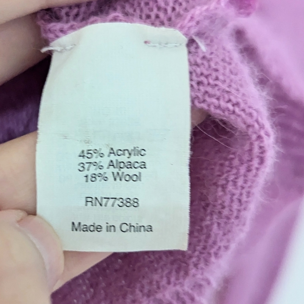 J. Crew Factory Alpaca Wool Blend Button Front Knit Cardigan Purple Size XS - Picture 7 of 8
